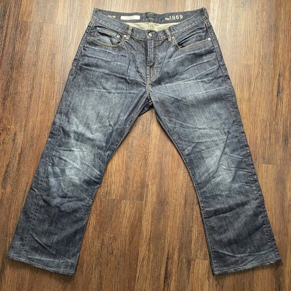 Gap Jeans Men's Size 35x30 Boot Cut Denim Blue Jeans Pants Baggy Loose